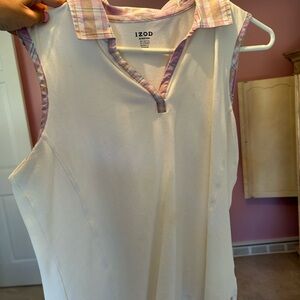 IZOD Sleeveless Polo Shirt in White and Purple